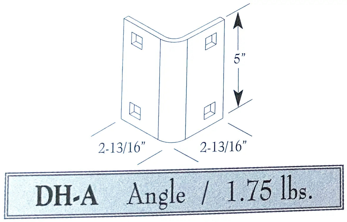 Technical drawing of a metal angle bracket with dimensions and weight label.
