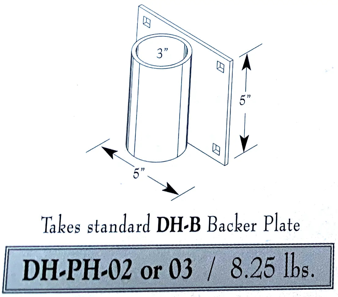 3 inch galvanized steel dock pipe holder on 5x5 backer plate schematics