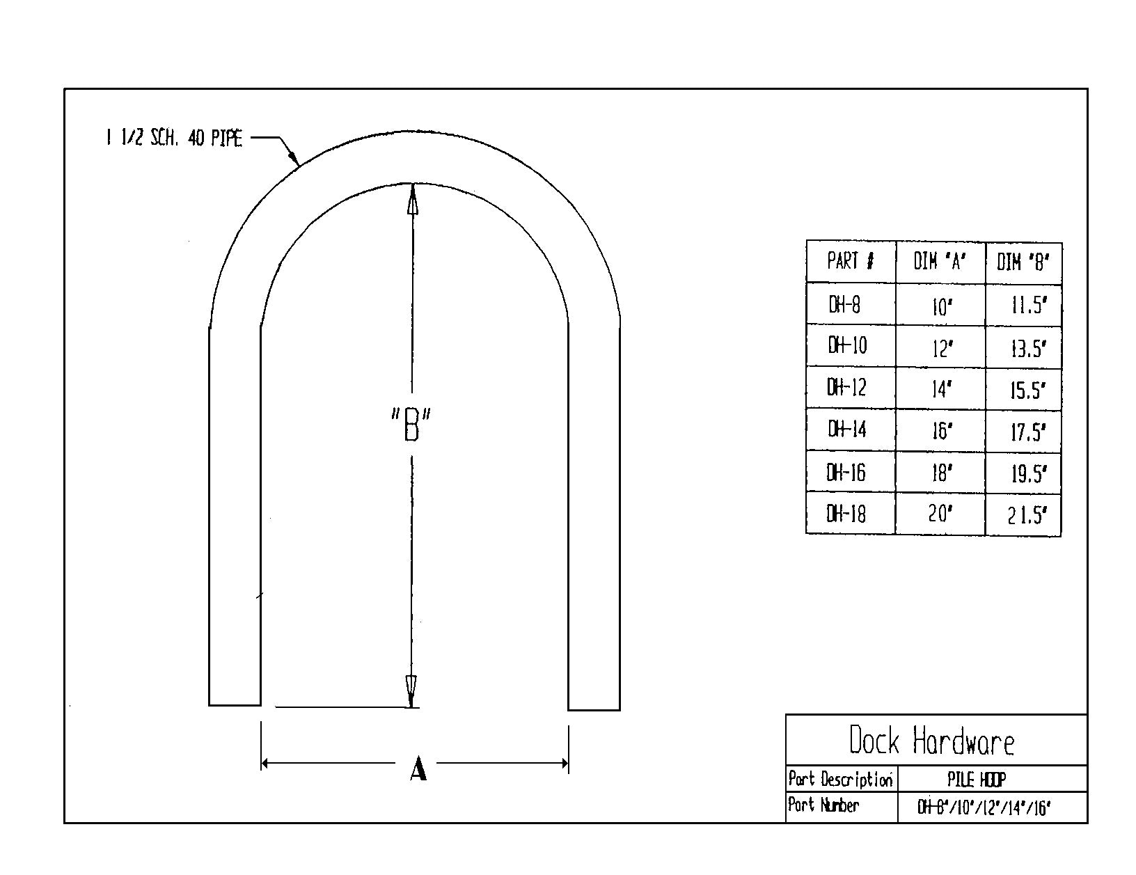 Dock Hardware DH-08 Pile Hoop 10" Diameter for 8" Piles Galvanized Steel
