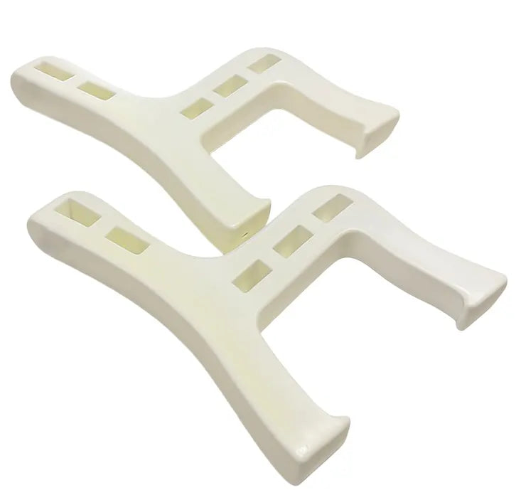 Two white plastic tools on a white background