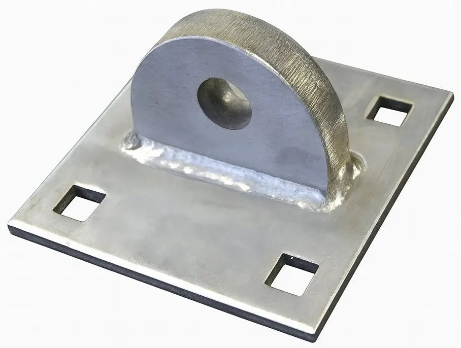 dock hardware stainless T-male connector with welded ear 5x5 plate