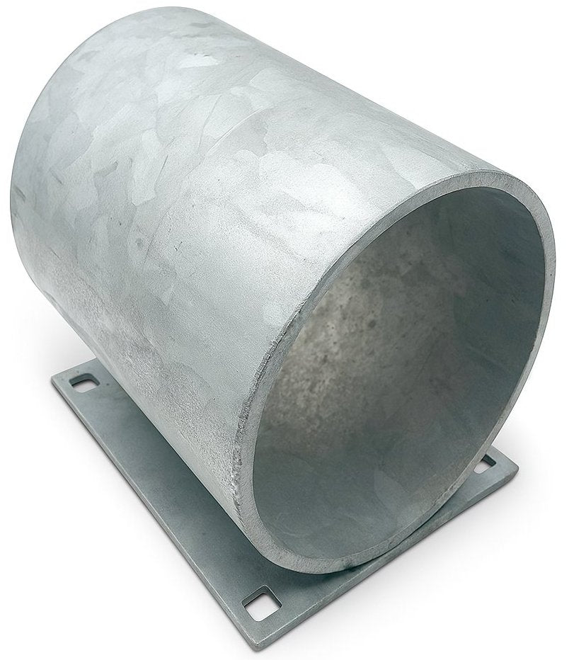 8 inch galvanized dock pipe holder on 10x8 backer plate