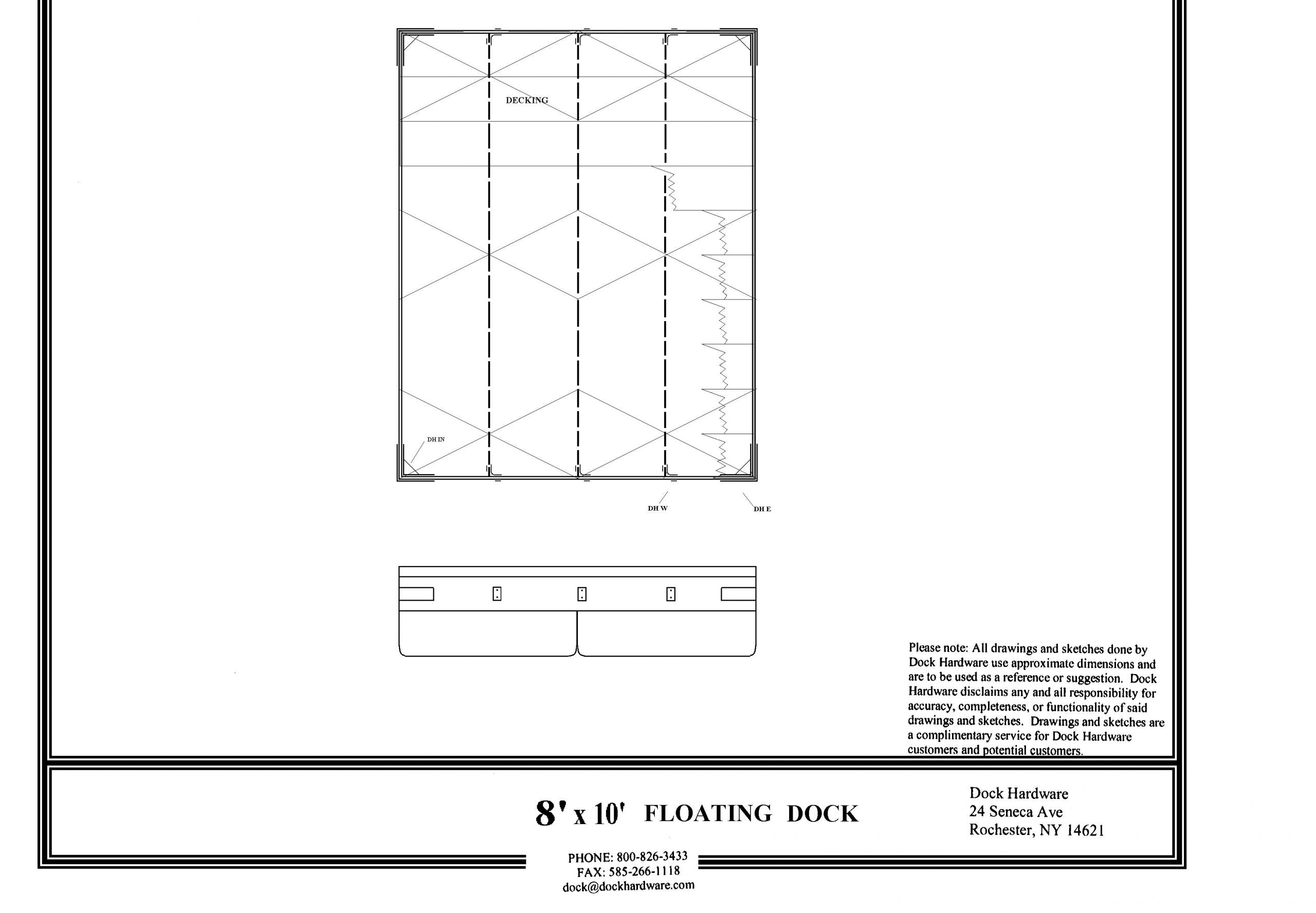 8' x 10' Floating Dock Kit DH-DK0810 with galvanized hardware and floats