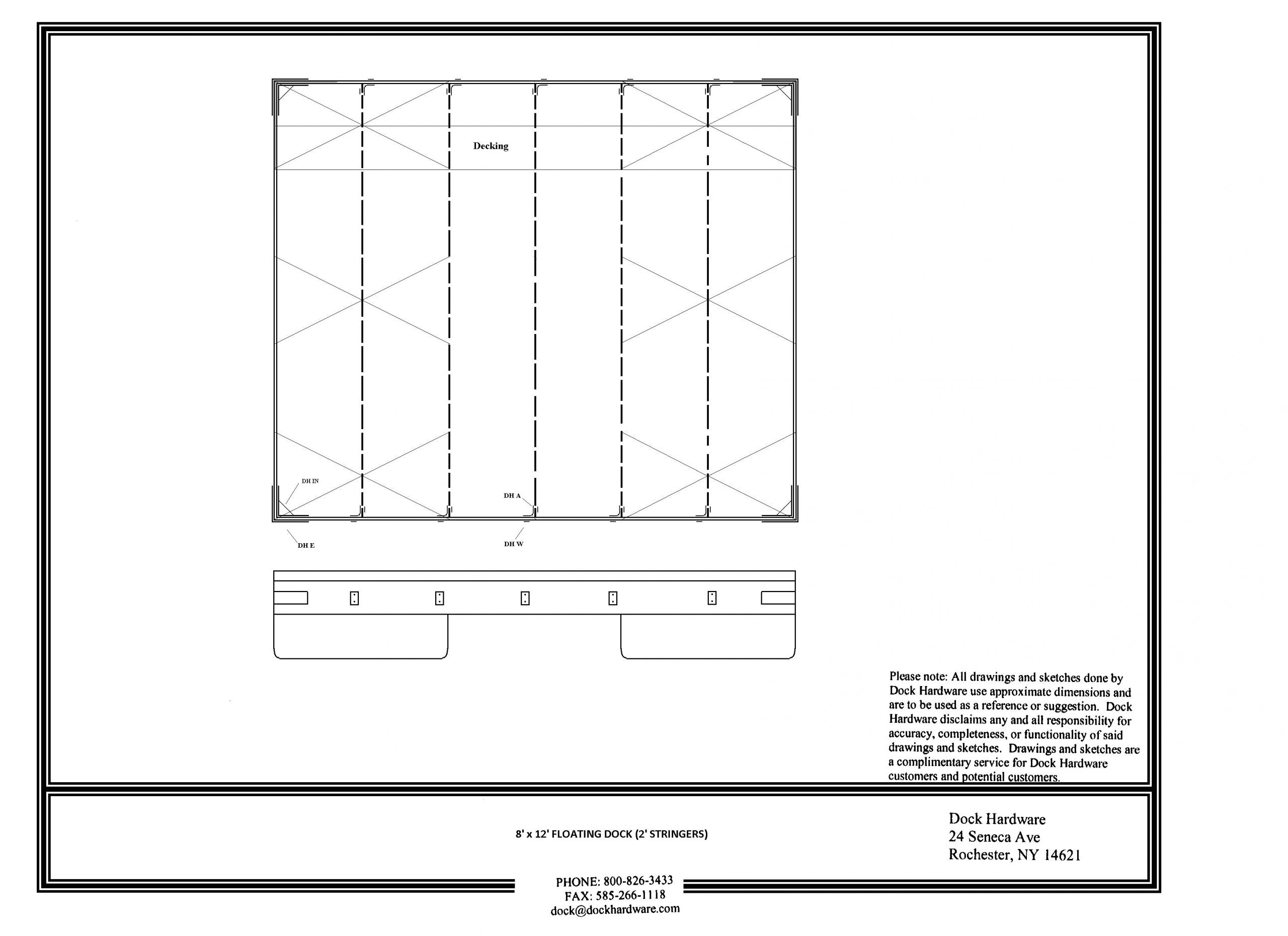 8' x 12' Floating Dock Kit DH-DK0812 with galvanized hardware and floats