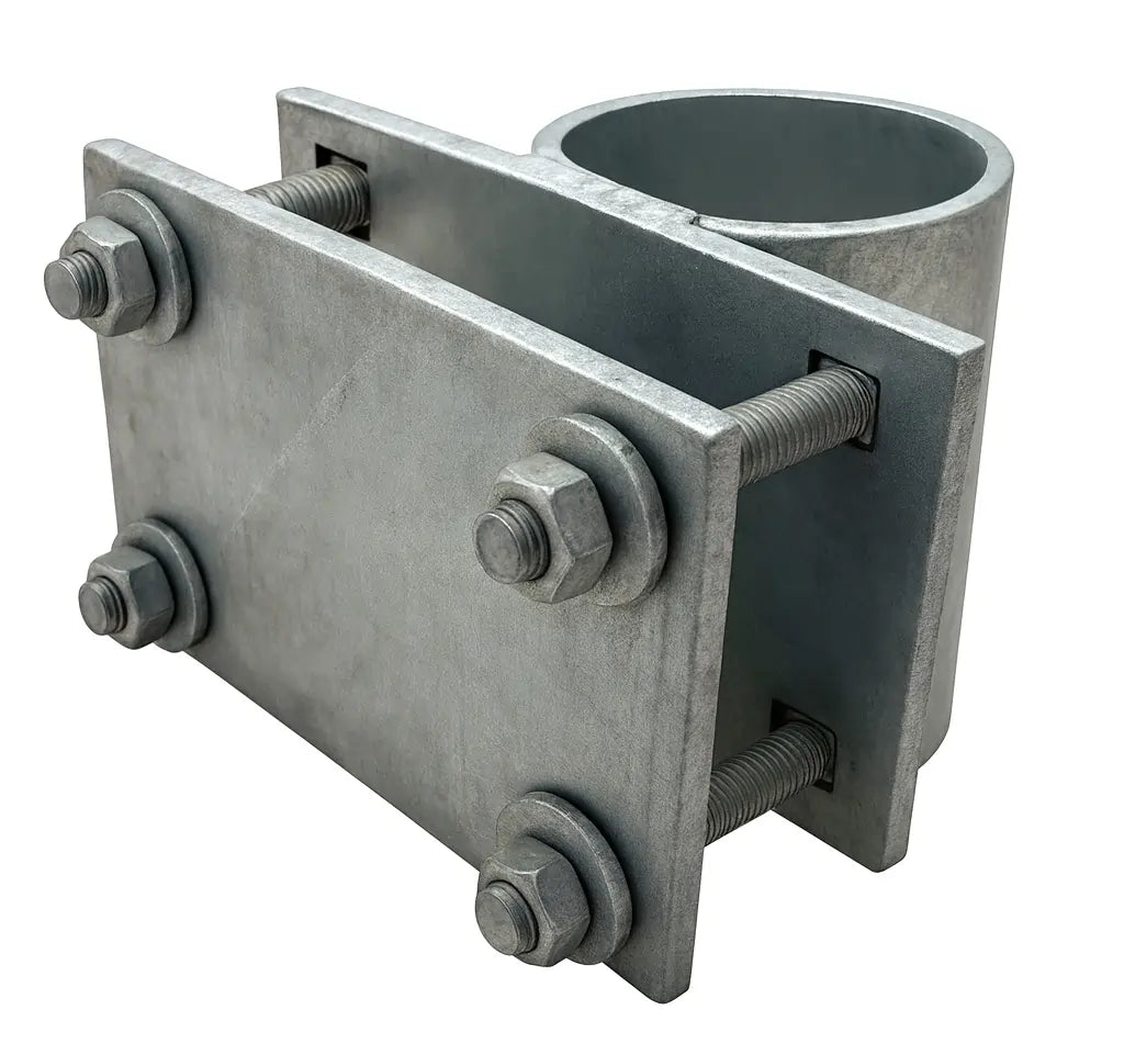 Dock Hardware 3 inch pipe holder kit with backer plate and fasteners back side