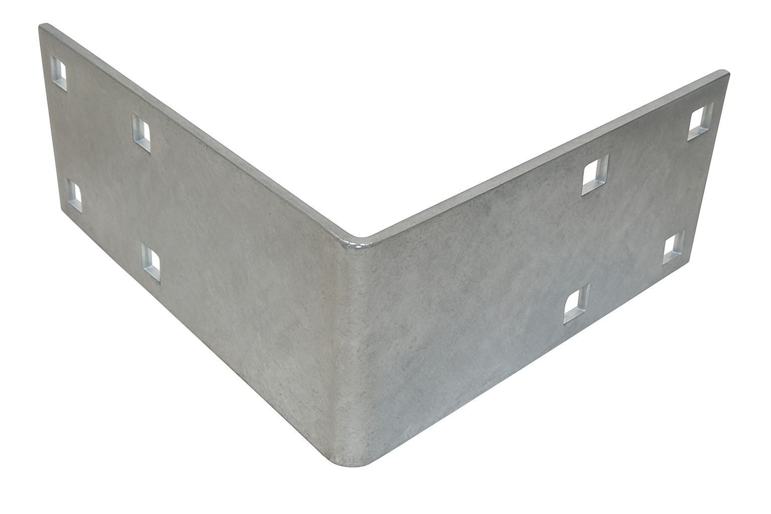 Dock Hardware DH-E Outside Corner, 1/4″ galvanized steel dock connector with 10.25″ legs, 5″ height, and pre-punched 9/16″ bolt holes.