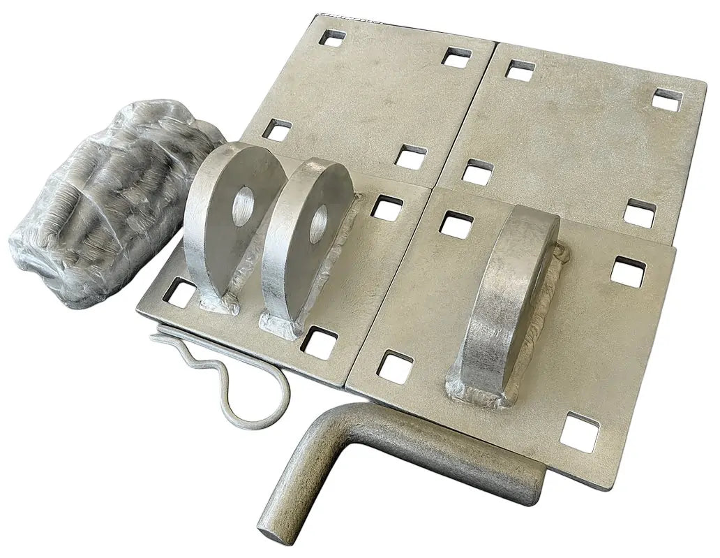 Dock Hardware DH-GLK Galvanized Dock Link Connector Kit with male & female connectors, backer plates, pin, hitch clip, and bolts