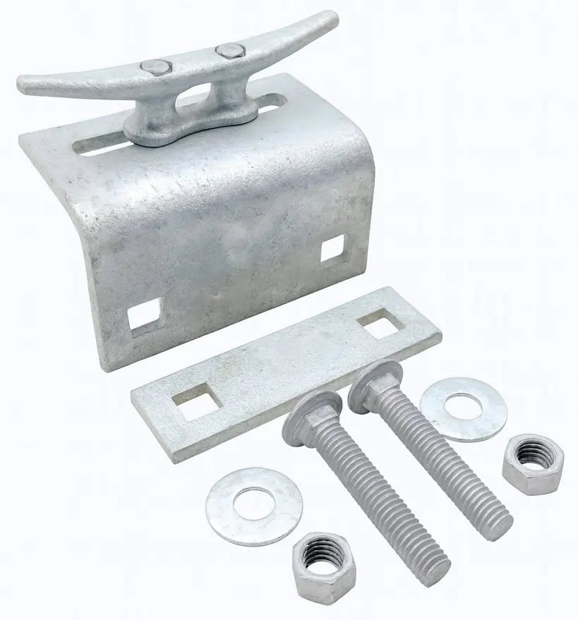 Dock Hardware DH-MC06-SET 6 inch galvanized cleat set with hardware 6" galvanized dock cleat kit with mounting bolts, angle, and washer plate