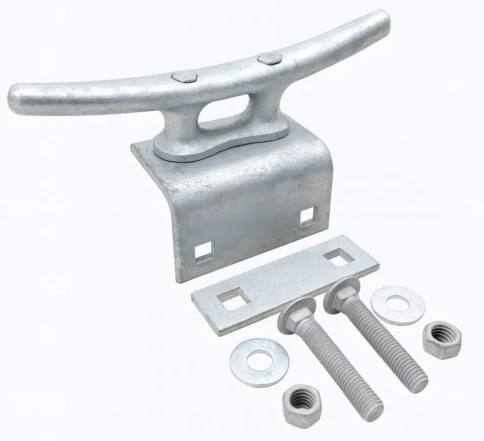 Dock Hardware DH-MC10-SET 10 inch galvanized cleat set with mounting hardware 10" galvanized dock cleat kit with angle, washer plate, and bolts