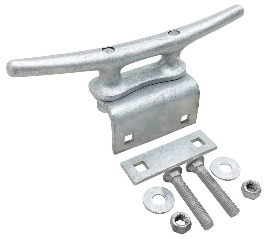 Dock Hardware DH-MC12-SET 12 inch galvanized cleat set with mounting hardware 12" galvanized dock cleat kit with bolts, angle, and washer plate