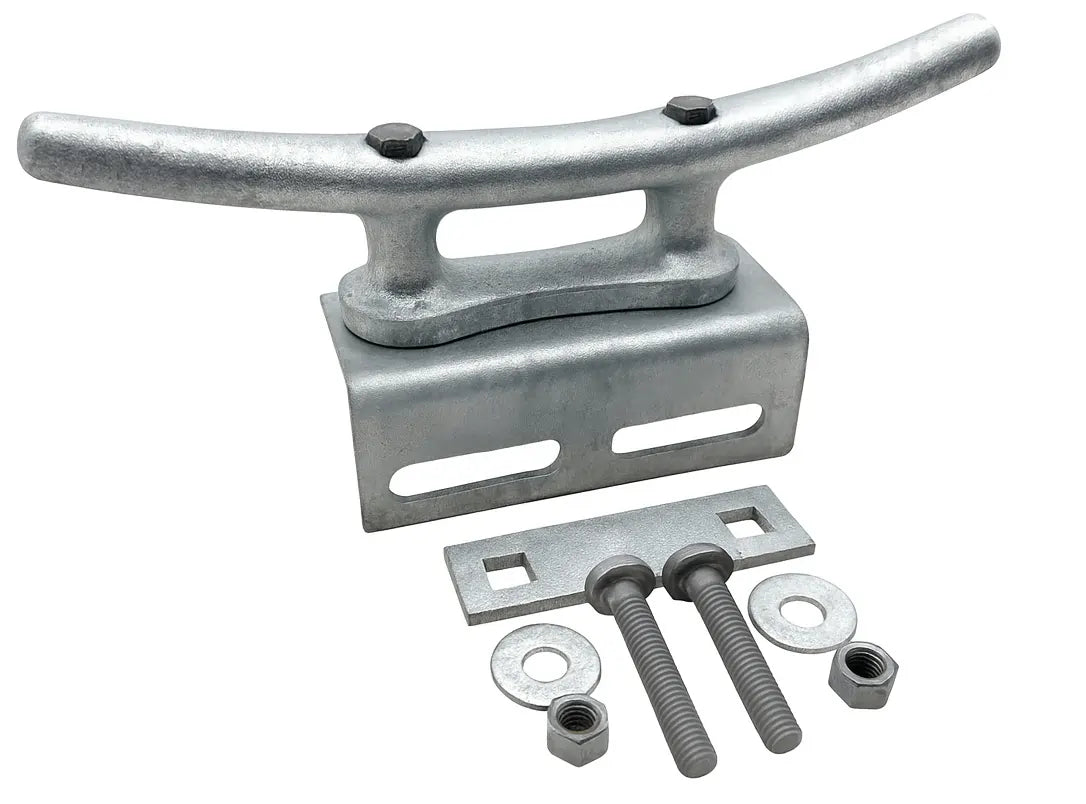 Dock Hardware DH-MC14-SET 14 inch galvanized cleat set with hardware 14" galvanized dock cleat kit with angle, washer plate, and bolts