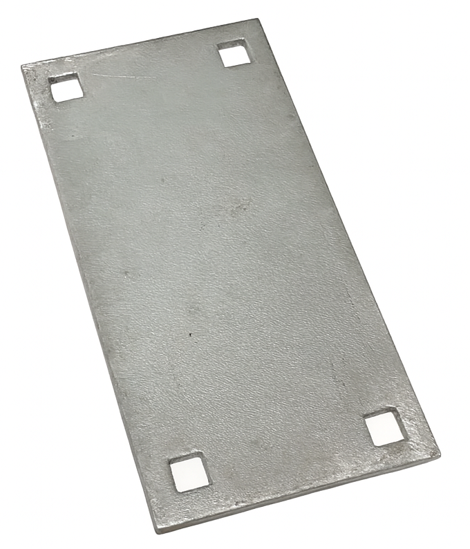 Dock Hardware DH-PHB510 Backer Plate, 5″ x 10″ galvanized steel dock reinforcement plate with 1/4″ thick construction and 9/16″ bolt holes for pipe holders.